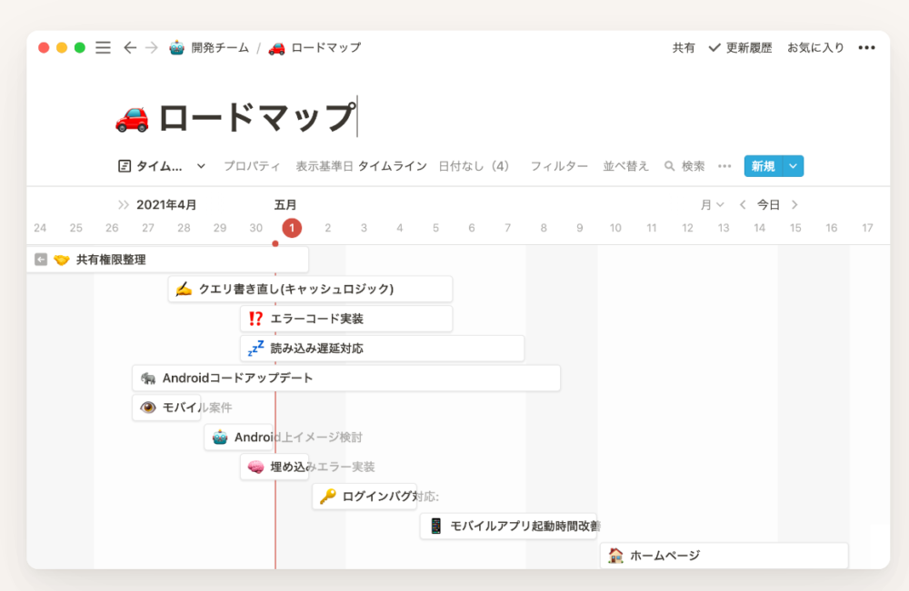 NotionのTimeline（タイムライン）ビューでガントチャートが作れる